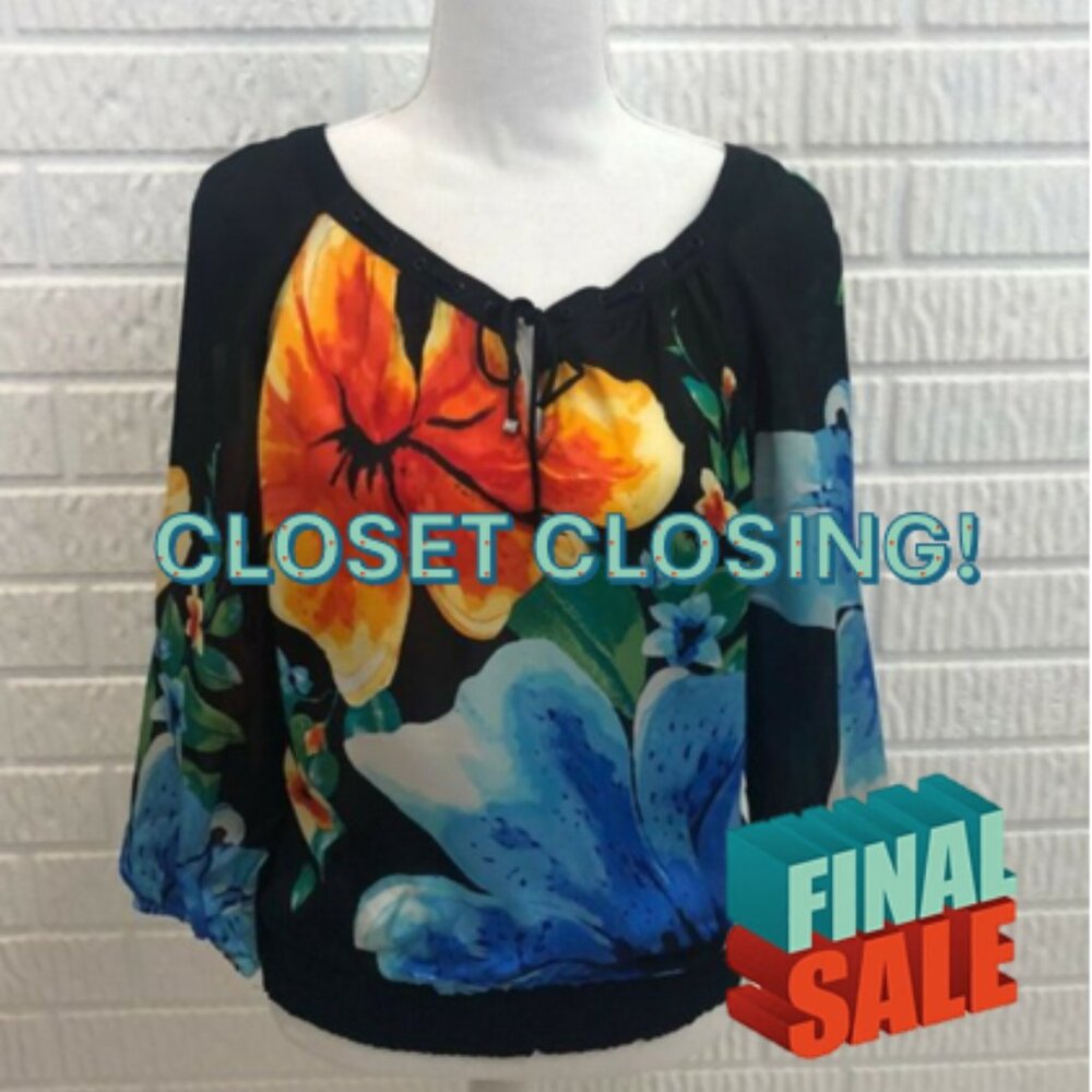 | WHBM | Silk Floral Peasant Blouse